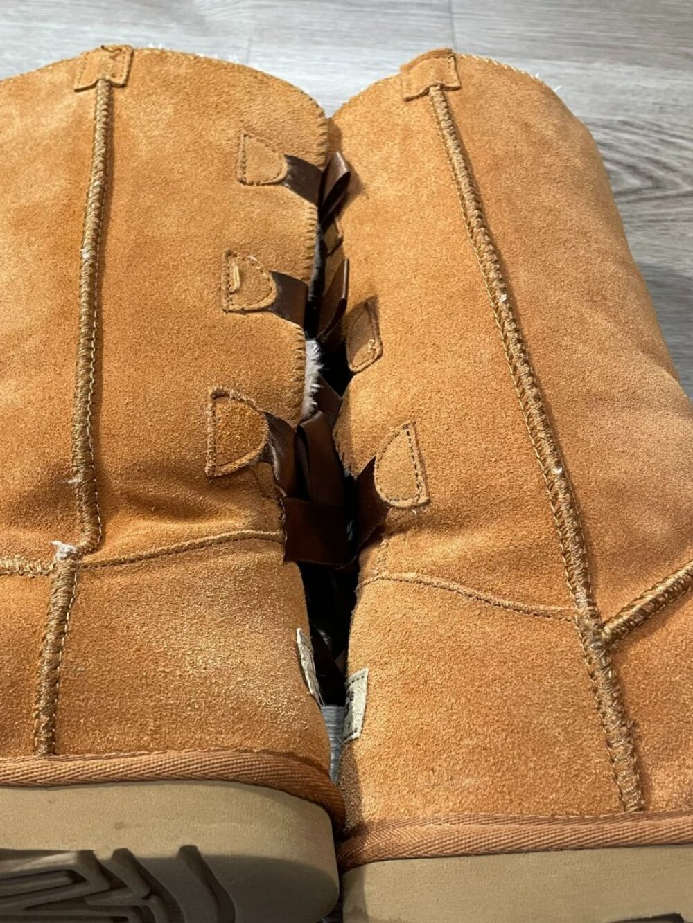 UGG Brown Ribbon Boots 9 - Picture 8 of 11
